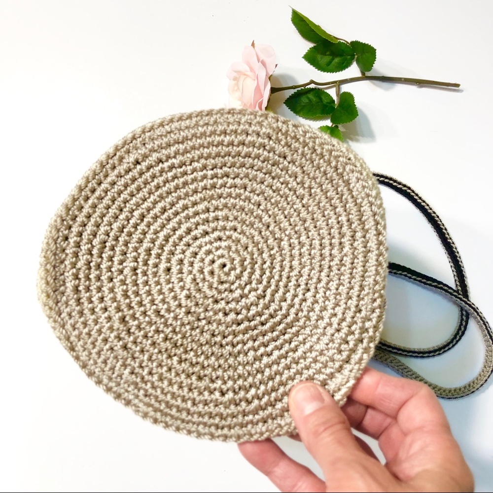 The Sak Black Gray Round Crochet Purse - Picture 2 of 8